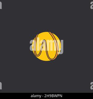 W Initial handwriting logo Logo With Circle Stock Vector