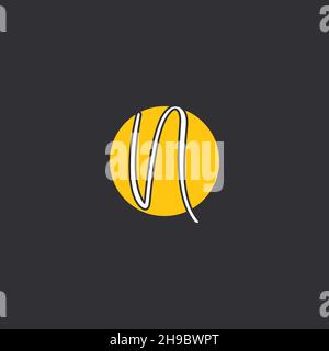 N Initial handwriting logo Logo With Circle Stock Vector