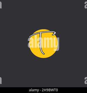 T Initial handwriting logo Logo With Circle Stock Vector