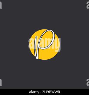 P Initial handwriting logo Logo With Circle Stock Vector