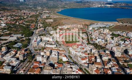 Aerial view of the north side of Lavrio village at Greece Stock Photo