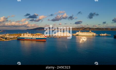 Vassilios of Salamis Lines at Lavrio port,Greece Stock Photo