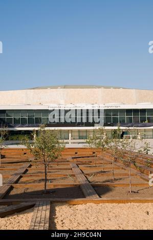 Charles Bronfman Auditorium, (Until May 2013 it was named Fredric R Mann Auditorium), home of the Israel symphony orchestra. A unique Bauhaus style bu Stock Photo