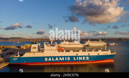 Vassilios of Salamis Lines at Lavrio port,Greece Stock Photo