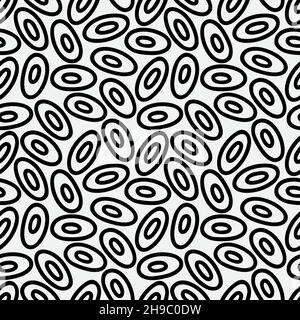 Abstract hand drawn seamless pattern, black and white oval texture. Stock Vector