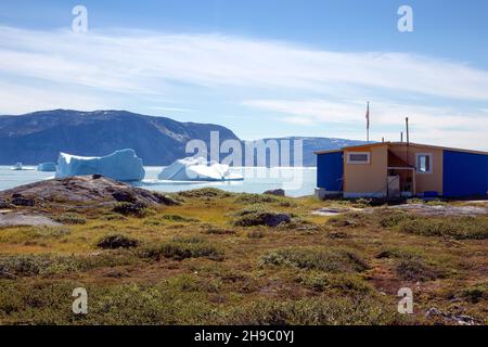 Camp Ataa, Greenland. The Ataa camp is located in northern Greenland at about five hours sailing from Ilulissat, in a beautiful bay that is the ideal Stock Photo