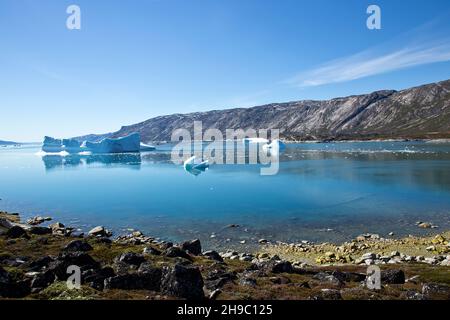 Camp Ataa, Greenland. The Ataa camp is located in northern Greenland at about five hours sailing from Ilulissat, in a beautiful bay that is the ideal Stock Photo