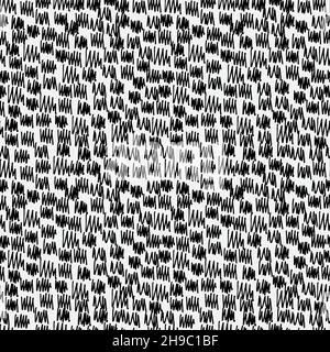 Abstract hand drawn broken line seamless pattern, black and white snake skin texture. Stock Vector