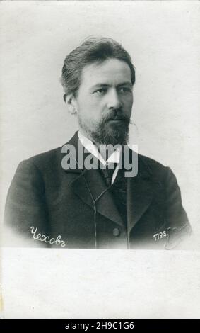 Anton Pavlovich Chekhov (Russian: Антон Павлович Чехов; 29 January 1860 – 15 July 1904) was a Russian playwright and short-story writer. Old Vintage postcard of the Russian Empire, 1899. Stock Photo