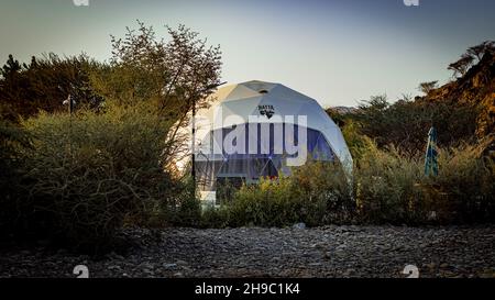 The bubble hotel at mountain of Hatta UAE Stock Photo