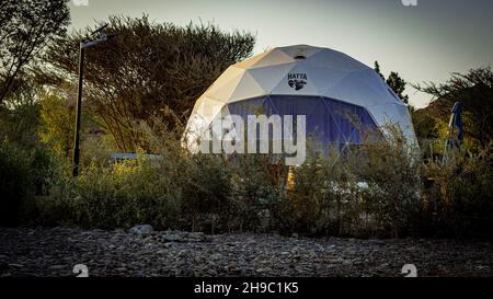 The bubble hotel at mountain of Hatta UAE Stock Photo