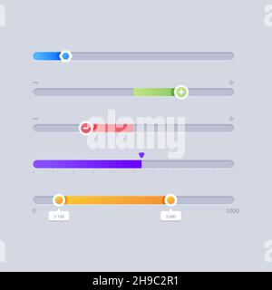 Gradient sliders set Vector illustration. Stock Vector