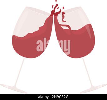 Red wine toast semi flat color vector object Stock Vector