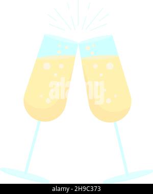 Sparkling wine toast semi flat color vector object Stock Vector