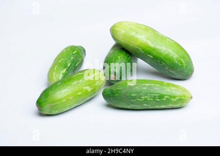 Tendli or Ivy Gourd , Coccinia grandis in white background, Satara, Maharashtra, India Stock Photo