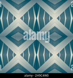Geometric tile patchwork seamless pattern vector illustration Blue monochrome gradient color Fashion abstract lines graphic design background Stiped p Stock Vector