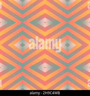 Geometric tile patchwork seamless pattern vector illustration Pastel gradient yellow pink colors Fashion abstract lines graphic design background Stip Stock Vector