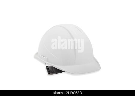 Workman's helmet in white isolated on white background Stock Photo