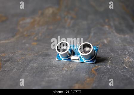 Ultrasonic sensor for education stem on a slate Stock Photo