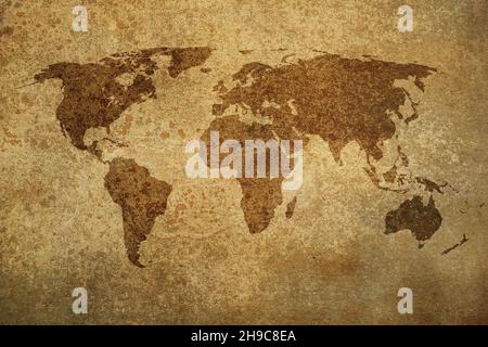 grunge map of the world Stock Photo