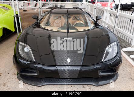 Front view of a Koenigsegg Agera R, on display in the Supercar Paddock, at the 2021 Silverstone Classic Stock Photo