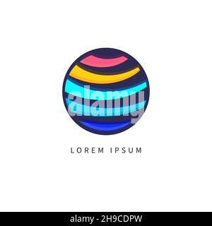 Telecommunications icon. Planet symbol. Networking concept. Round business logo. Communication sign. Vector illustration Stock Vector