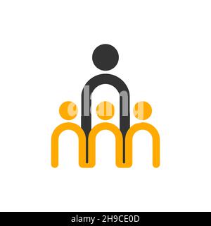 Hierarchical structure of organization. Collective of people. Leadership logo. Leader symbol. Boss sign. Networking concept. Vector illustration Stock Vector