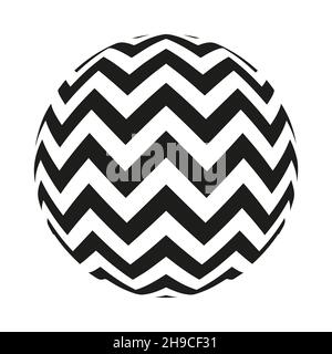 Circle zig zag design element. Zigzags round logo. Geometric texture. Vector art Stock Vector