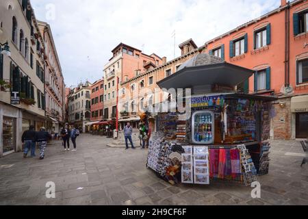 typical souvenir stand in a venetian square Stock Photo