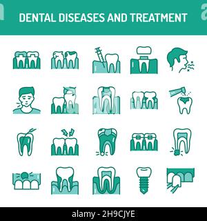 Dentistry color line icons set. Pictograms for web page, mobile app, promo. UI/UX/GUI design element. Editable stroke. Stock Vector