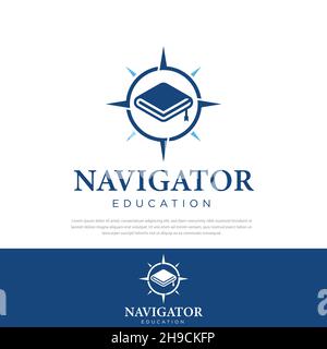 Navigator book compass design logo, template, symbol, icon vector illustration Stock Vector