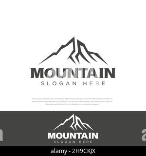 Simple line mountain logo design Place, symbol, icon illustration Stock Vector