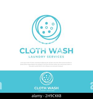 Simple round logo with bubbles vector laundry design template,wash,clean,symbol,icons Stock Vector