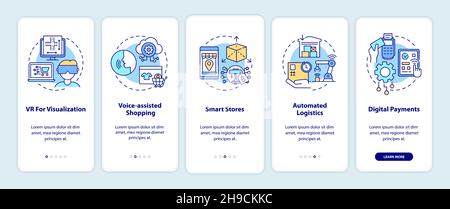 Digitalization of retail market onboarding mobile app page screen Stock Vector