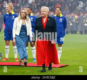 LONDON, England - DECEMBER 05:Sue Hough MBE (Women's Conference) (Chair) before kick off  during Vitality Women's FA Cup Final 2021 between Arsenal an Stock Photo