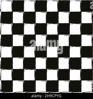 Checker chess drawing square abstract black and white background vector Stock Vector