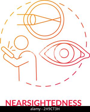Nearsightedness red concept icon Stock Vector