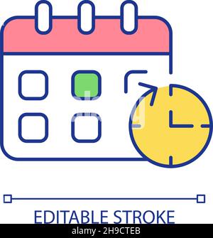 Calendar and clock RGB color icon Stock Vector