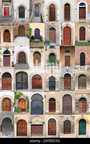 Collage of old medieval front doors Stock Photo