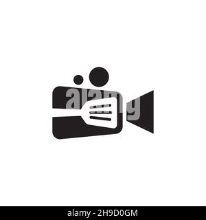 video record with spatula logo symbol icon vector graphic design illustration idea creative Stock Vector