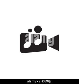 video record with music note simple logo symbol icon vector graphic design illustration idea creative Stock Vector