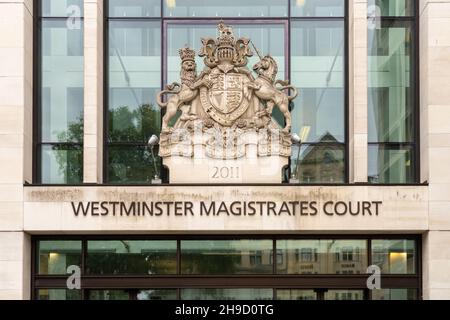 The royal coat of arms above the entranc e Stock Photo