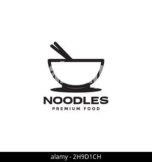 modern simple bowl with chopstick noodle food logo symbol icon vector graphic design illustration idea creative Stock Vector