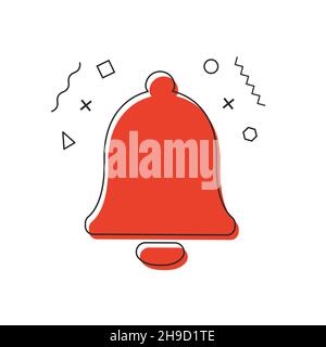 Notification bell icon with geometric shapes on white background. Alarm symbol. Incoming inbox message. Ringing bells. Social media element. Vector Stock Vector
