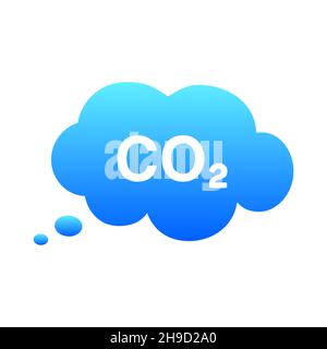 CO2 emissions vector icon. Carbon gas cloud, dioxide pollution. Global ecology exhaust emission smog concept Stock Vector
