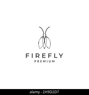 line simple firefly insect logo symbol icon vector graphic design illustration idea creative Stock Vector