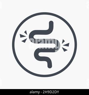 Gut constipation icon in flat style. Colitis vector illustration on white isolated background. Stomach business concept Stock Vector