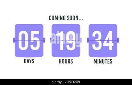 Clock counter. Countdown timer background for coming soon or under construction design. Flip business scoreboard display design. Vector Stock Vector