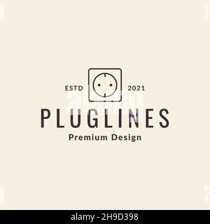 lines hipster power socket logo symbol icon vector graphic design illustration idea creative Stock Vector