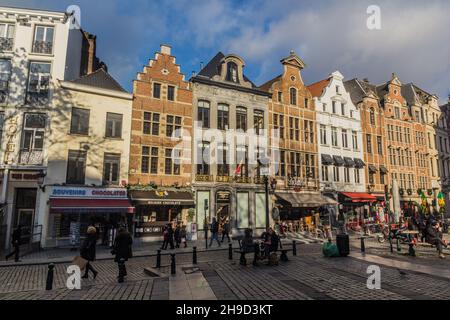 BRUSSELS, BELGIUM - DECEMBER 17, 2018: Old houses in the centre of Brussels, capital of Belgium Stock Photo